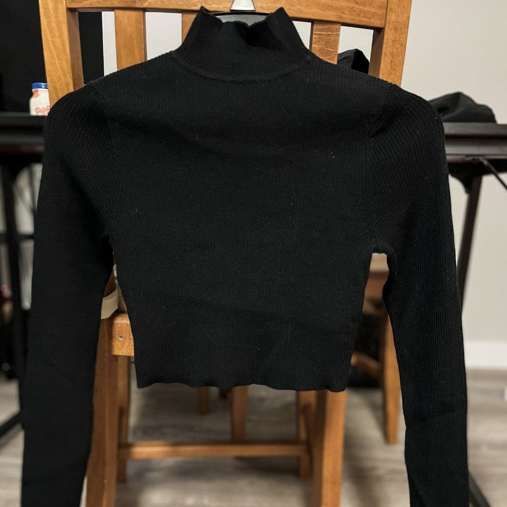DIVIDED black cropped turtle neck